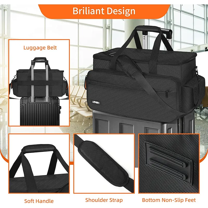 HOMFU Large DJ Cable File Bag with Multiple Pockets,DJ Cable Organizer Bag with Detachable Padded Bottom & Divider,DJ Equipment gig file bag for Musician Accessories,DJ Gear,Sound Equipment,Travel