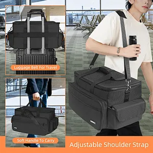 HOMFU Large DJ Cable File Bag with Multiple Pockets,DJ Cable Organizer Bag with Detachable Padded Bottom & Divider,DJ Equipment gig file bag for Musician Accessories,DJ Gear,Sound Equipment,Travel